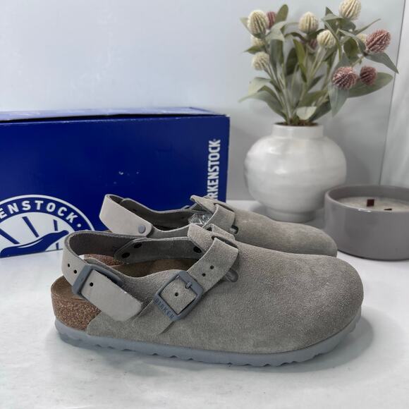 Birkenstock Tokio II Suede Clog Stone Coin Narrow Fit 1028309 Women 5/Men 3 NWB - Picture 4 of 10